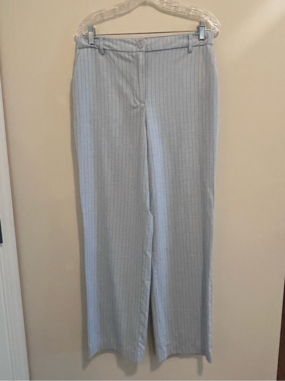 Rachel Zoe Light Blue Pinstripe Wide-Leg Trousers